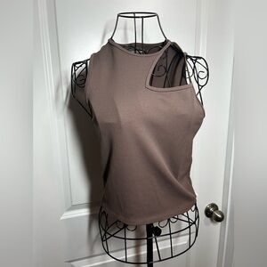Ambercrombie & Fitch Women's Brown Sleeveless Cut Out Top